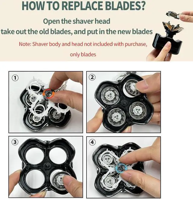 Alt view image 3 of 6 - Shaver Replacement Blades for Skull Shaver Pitbull Replacement Blade,Replacement Heads for Pitbull Gold/Silver/Platinum Pro Shaver (12 Blades)