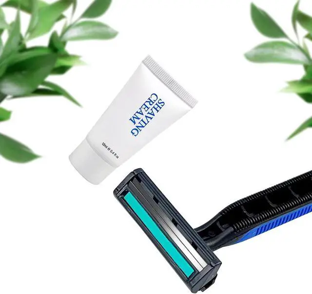 Alt view image 4 of 6 - Shave Kit in Bulk, Smooth Shave Disposable Razor and Cream(12g), Individually Wrapped Toiletries Amenities for Hotel, Airbnb, Homeless, Shelter, Camping and Travel (50 Pack)