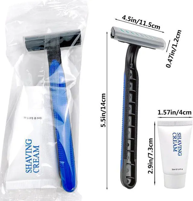 Alt view image 5 of 6 - Shave Kit in Bulk, Smooth Shave Disposable Razor and Cream(12g), Individually Wrapped Toiletries Amenities for Hotel, Airbnb, Homeless, Shelter, Camping and Travel (50 Pack)