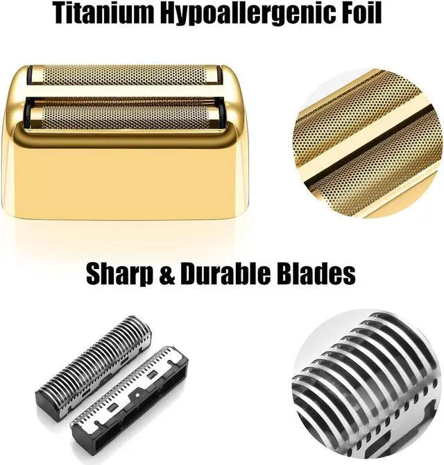 Alt view image 2 of 5 - Replacement Foil and Cutters for BaBylissPRO Barberology Double Foil Shaver, Replacement Foil for BaBylissPRO Barberology FXFS2 Shaver, Golden