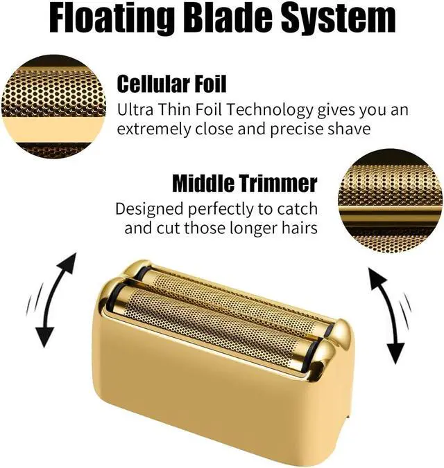Alt view image 3 of 5 - Replacement Foil and Cutters for BaBylissPRO Barberology Double Foil Shaver, Replacement Foil for BaBylissPRO Barberology FXFS2 Shaver, Golden