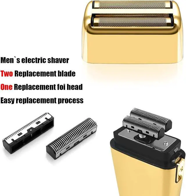 Alt view image 4 of 5 - Replacement Foil and Cutters for BaBylissPRO Barberology Double Foil Shaver, Replacement Foil for BaBylissPRO Barberology FXFS2 Shaver, Golden