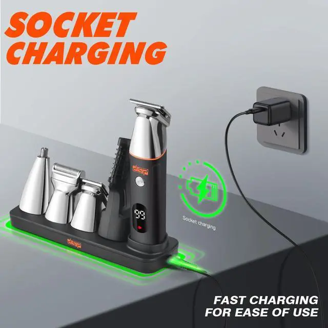 Alt view image 7 of 7 - DSP® Beard Trimmer Rechargeable Body Grooming Sets Facial Hair Shaver for Nose Ear Public Hair Cutting Machine IPX7 Waterproof