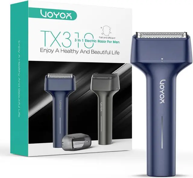 Main image of VOYOR Foil Shaver Electric Razor for Men 3 in 1 Shavers for Men with Double Foil Wet & Dry Face Shaver Lightweight Handheld Smooth Shave IPX6 Washable USB-C Rechargeable Travel Razor TX310(Blue)