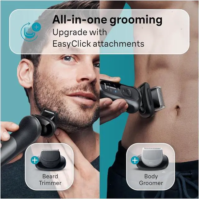 Alt view image 5 of 7 - Braun Electric Shaver for Men, Series 7 7177cc, Wet & Dry Shave, Turbo & Gentle Shaving Modes, Waterproof Foil Shaver, Space Grey