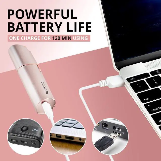 Alt view image 4 of 6 - Facial Hair Removal for Women, Hair Removal Device, Facial Hair Remover for Women Face, Finishing Touch for Upper Lips, Chin & Cheeks, USB Rechargeable Included Two Replacement Heads