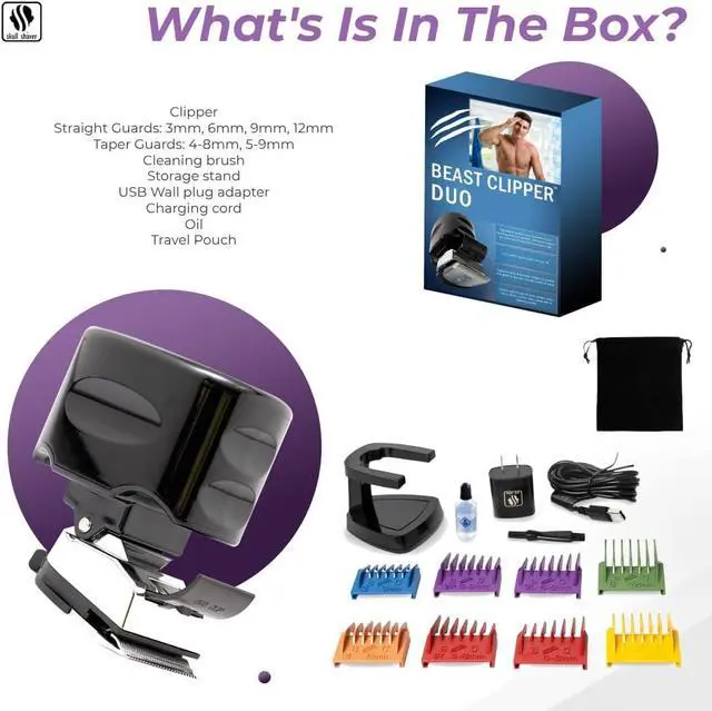 Alt view image 3 of 5 - Skull Shaver Beast Clipper Duo : Ultimate Home Haircut & Grooming Kit for Men/Women - DIY Haircut,Hair Clippers, Self Haircut Tool.