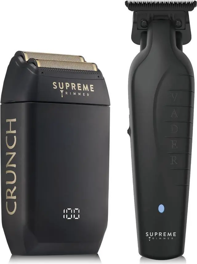 Main image of Supreme Trimmer Vader Trimmer & Crunch Foil Shaver Barber Haircutting Kit | Professional DLC T-Blade Beard Trimmer ST3778 & STF602 Waterproof IPX6 Shaver Set | (Black)