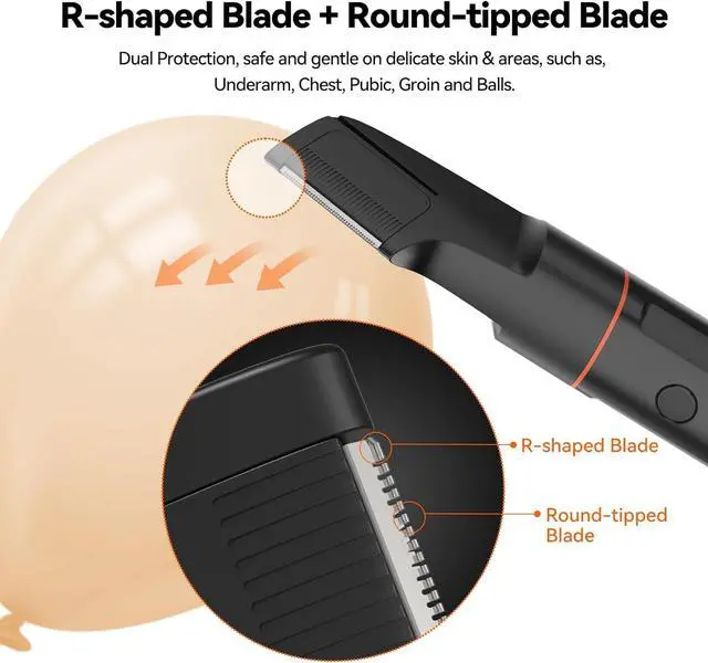 Alt view image 3 of 7 - 4 in 1 Groin & Body Hair Trimmer for Men, Waterproof Ball Hair Trimmer, Electric Intimate Shaver for Men with Adjustable Limit Comb, 4 Interchangeable Trimming Heads & Travel Pouch(Black)