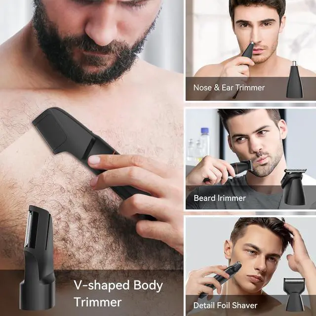 Alt view image 4 of 7 - 4 in 1 Groin & Body Hair Trimmer for Men, Waterproof Ball Hair Trimmer, Electric Intimate Shaver for Men with Adjustable Limit Comb, 4 Interchangeable Trimming Heads & Travel Pouch(Black)