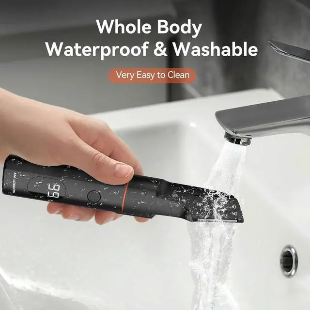 Alt view image 5 of 7 - 4 in 1 Groin & Body Hair Trimmer for Men, Waterproof Ball Hair Trimmer, Electric Intimate Shaver for Men with Adjustable Limit Comb, 4 Interchangeable Trimming Heads & Travel Pouch(Black)