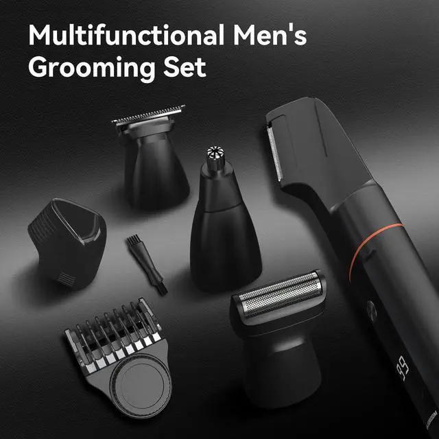 Alt view image 7 of 7 - 4 in 1 Groin & Body Hair Trimmer for Men, Waterproof Ball Hair Trimmer, Electric Intimate Shaver for Men with Adjustable Limit Comb, 4 Interchangeable Trimming Heads & Travel Pouch(Black)
