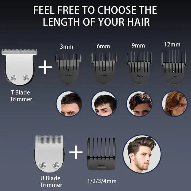 Alt view image 3 of 7 - Beard Trimmer for Men - 5 in 1 Kit Electric Razor, Nose Hair Trimmer with LED Display, Cordless Mustache Body Face Grooming Kit, Waterproof Rechargeable Beard Shaver