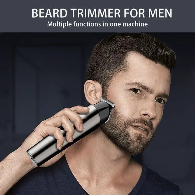 Alt view image 7 of 7 - Beard Trimmer for Men - 5 in 1 Kit Electric Razor, Nose Hair Trimmer with LED Display, Cordless Mustache Body Face Grooming Kit, Waterproof Rechargeable Beard Shaver