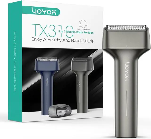 Main image of VOYOR Foil Shaver Electric Razor for Men 3 in 1 Shavers for Men with Double Foil Wet & Dry Face Shaver Lightweight Handheld Smooth Shave IPX6 Washable USB-C Rechargeable Travel Razor TX310(Grey)