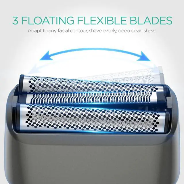 Alt view image 3 of 7 - VOYOR Foil Shaver Electric Razor for Men 3 in 1 Shavers for Men with Double Foil Wet & Dry Face Shaver Lightweight Handheld Smooth Shave IPX6 Washable USB-C Rechargeable Travel Razor TX310(Grey)