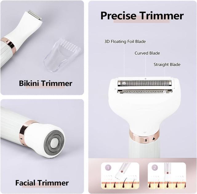 Alt view image 6 of 7 - Electric Razors for Women, 5 in 1 Electric Shaver Razor Women Painless Facial Hair Remover, Rechargeable Bikini Trimmer for Women Wet/Dry Face Razors for Face Nose Eyebrow Arm Armpit Legs Pubic