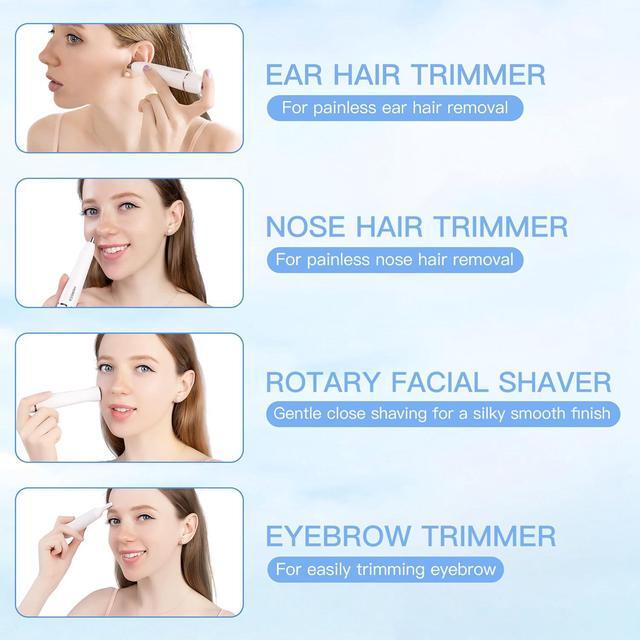 Alt view image 3 of 7 - Nose Hair Trimmer for Women and Men, 3-in-1 Electric Facial Hair Removal Rechargeable Portble Waterproof Face Shaver Razor for Nose Ear Eyebrow Peach-Fuzz Lips Chin FT3001