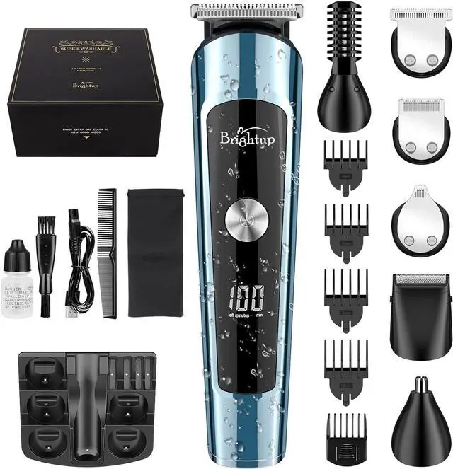 Alt view image 7 of 7 - Brightup Beard Trimmer for Men, IPX7 Waterproof Mens Grooming Kit with Cordless Hair Clippers, Electric Razor with LED Display, Shavers for Mustache, Body, Face, Ear, Nose Hair Trimmer, Gifts for Men