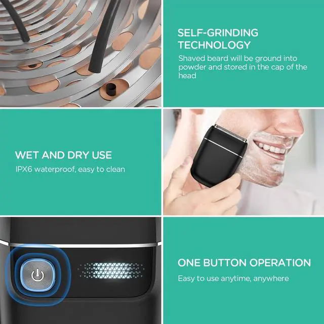 Alt view image 5 of 6 - VOYOR Foil Shaver 2 in 1 Double Shavers for Men,Portable Electric Razor with Rechargeable Foil Razor Multifunction Grooming Barber Shaver IPX6 Washable Travel Shavers ER300 (Black)