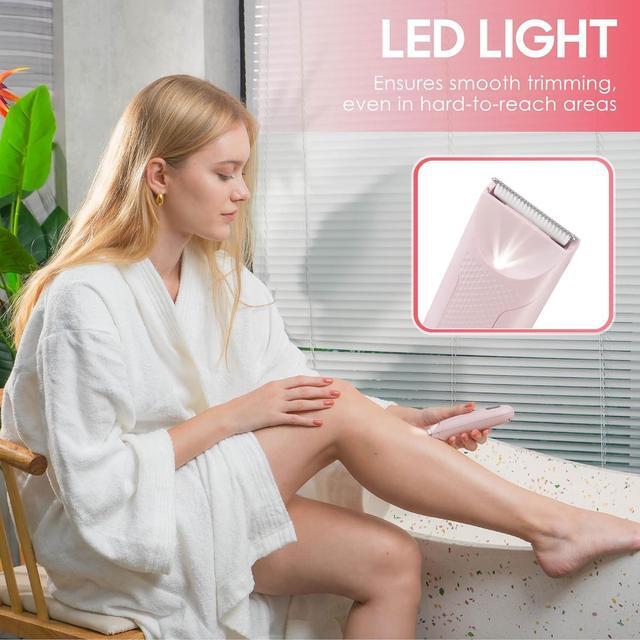 Alt view image 6 of 7 - Bikini Trimmer - Pubic Hair Trimmer for Women, Ceramic Blade, Waterproof Electric Shaver for Women with Standing Recharge Dock & Travel Pouch, Female Hygiene Razor