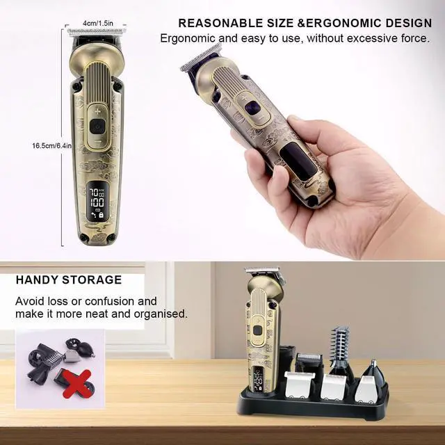 Alt view image 6 of 7 - Hatteker Beard Trimmer Mustache Trimmer for Men 8 in 1 Adjustable Speed Waterproof Hair Clipper T-Blade Trimmer Electic Razor Shavers Cordless Mens Gift Grooming Kit with Face Nose Body (Bronze)