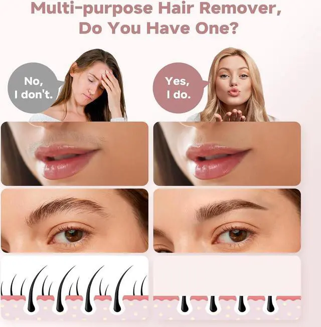 Alt view image 6 of 7 - Facial Hair Removal for Women(Gen 3 Pro), guRelax Facial Hair Remover, Luxury Hair Removal Device for Face, Eyebrow, Peach Fuzz, with 2 Flawless Replacement Heads