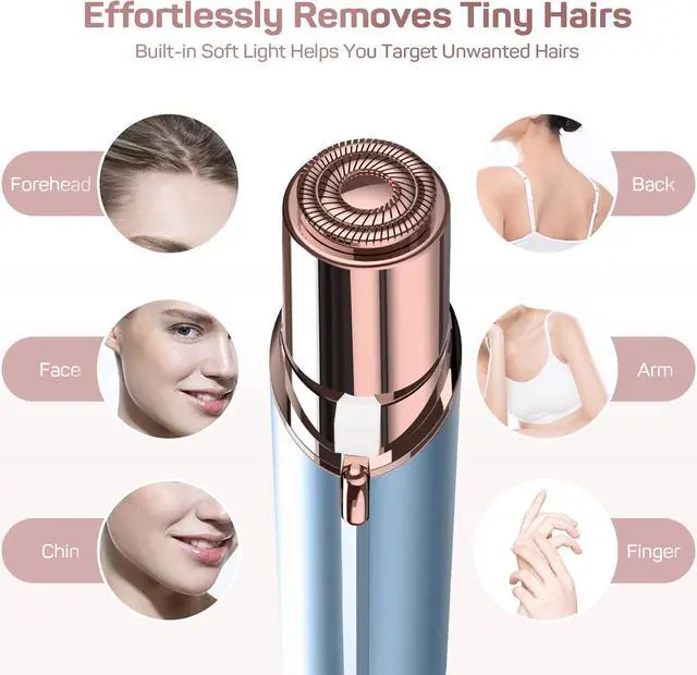 Alt view image 2 of 7 - Gurelax Facial Hair Removal for Women(as seen on tv), Painless Hair Remover Rechargeable, The Best Female Shaver with 2 x Replacement Heads, Lady Face Electric Razor for Upper Lip, Chin, Mustache