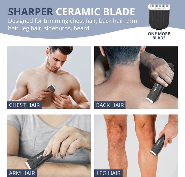Alt view image 3 of 7 - 2 in 1 Groin Hair Trimmer Body Groomer for Men - Ball Shaver with 2 Different Replaceable Ceramic Blades Specifically Designed to Balance Safety and Sharpness - Keep Groin Body Trim Neat Clean