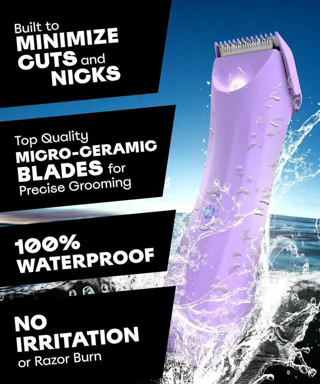 Alt view image 2 of 6 - BALLS V3 The Archibald - Bikini Trimmer for Women & Men for Body Wet/Dry - No Cuts, 100% Waterproof, Cordless - Mauve - Womens Shaver for Pubic Hair w/Replaceable Blades - Pubic Hair Trimmer Women