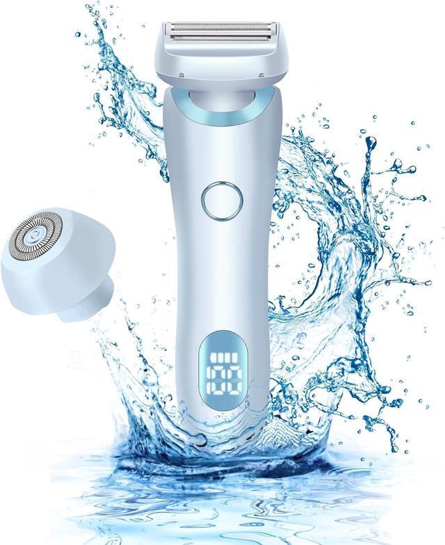 Main image of Electric Shaver Razors for Women 2-IN-1 Electric Razor for Womens Legs Underarm Face Pubic Hairs,Wet Dry Use Rechargeable Bikini Trimmer Hair Removal with Detachable Head,Painless IPX7 Waterproof Blue