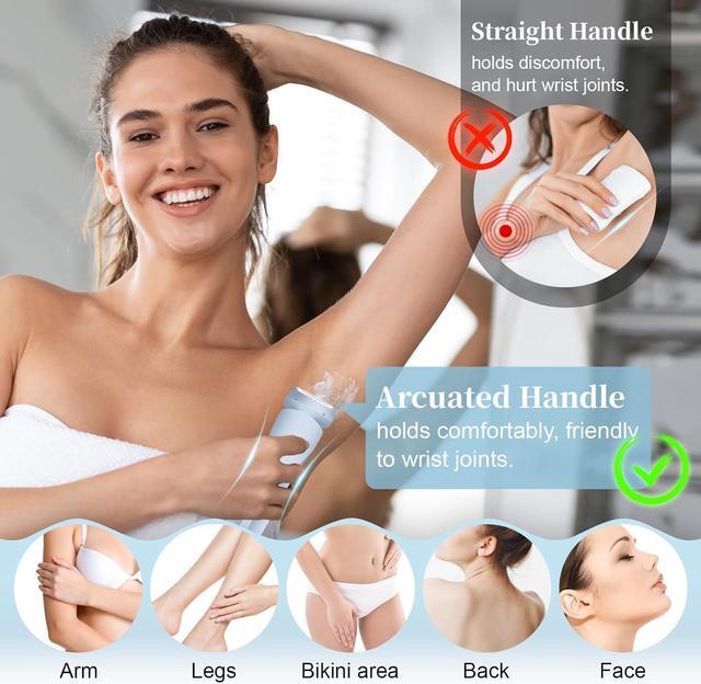 Alt view image 3 of 7 - Electric Shaver Razors for Women 2-IN-1 Electric Razor for Womens Legs Underarm Face Pubic Hairs,Wet Dry Use Rechargeable Bikini Trimmer Hair Removal with Detachable Head,Painless IPX7 Waterproof Blue