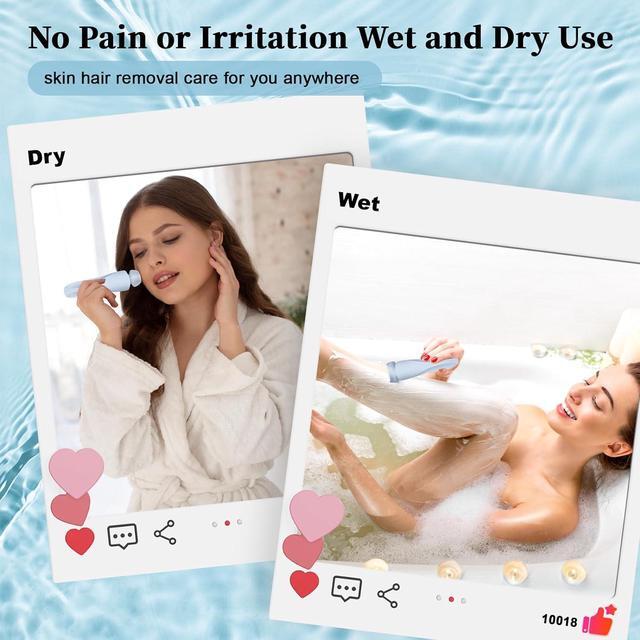 Alt view image 6 of 7 - Electric Shaver Razors for Women 2-IN-1 Electric Razor for Womens Legs Underarm Face Pubic Hairs,Wet Dry Use Rechargeable Bikini Trimmer Hair Removal with Detachable Head,Painless IPX7 Waterproof Blue