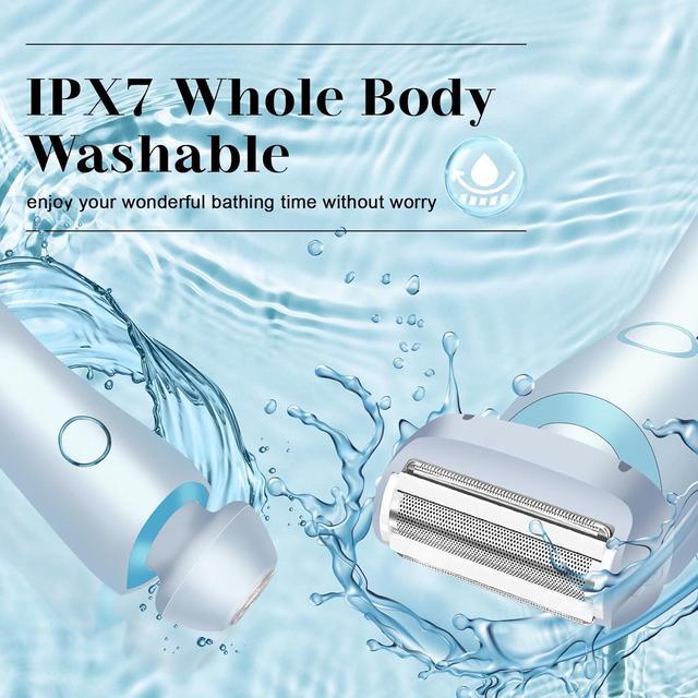 Alt view image 7 of 7 - Electric Shaver Razors for Women 2-IN-1 Electric Razor for Womens Legs Underarm Face Pubic Hairs,Wet Dry Use Rechargeable Bikini Trimmer Hair Removal with Detachable Head,Painless IPX7 Waterproof Blue
