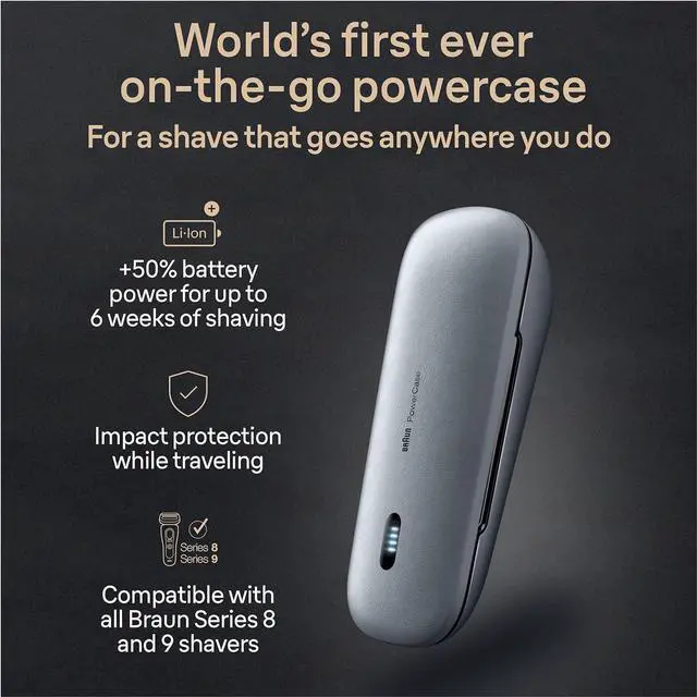 Alt view image 2 of 7 - Braun Powercase for Electric Razors for Men, Compatible with Braun Series 9 Pro, Series 9 and Series 8 Electric Shavers, Portable Shaver Case, Charges for Up to 6 weeks