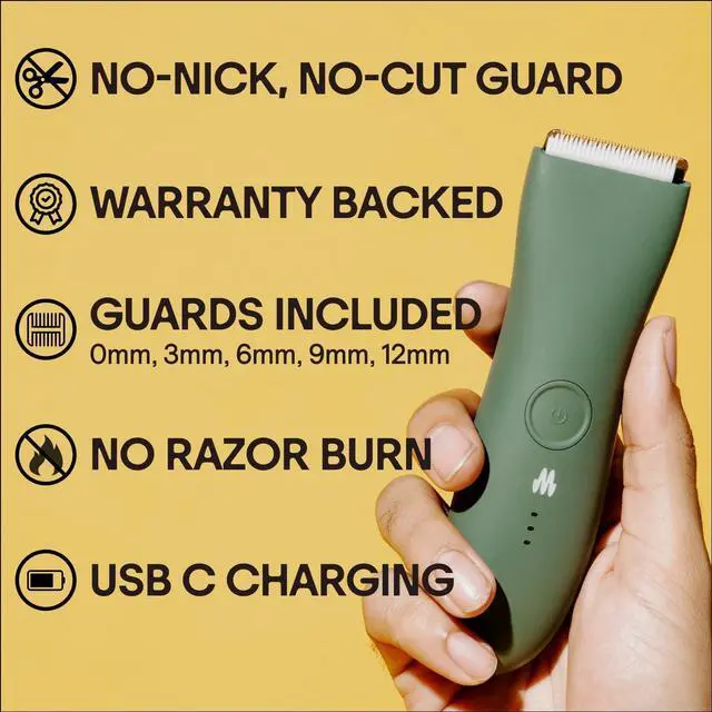 Alt view image 3 of 6 - MERIDIAN The Trimmer Premium - Body Hair Trimmer & Electric Shaver for Men and Women for Pubic Hair, Chest, Legs & Bikini Line, Waterproof & Rechargeable, Sage