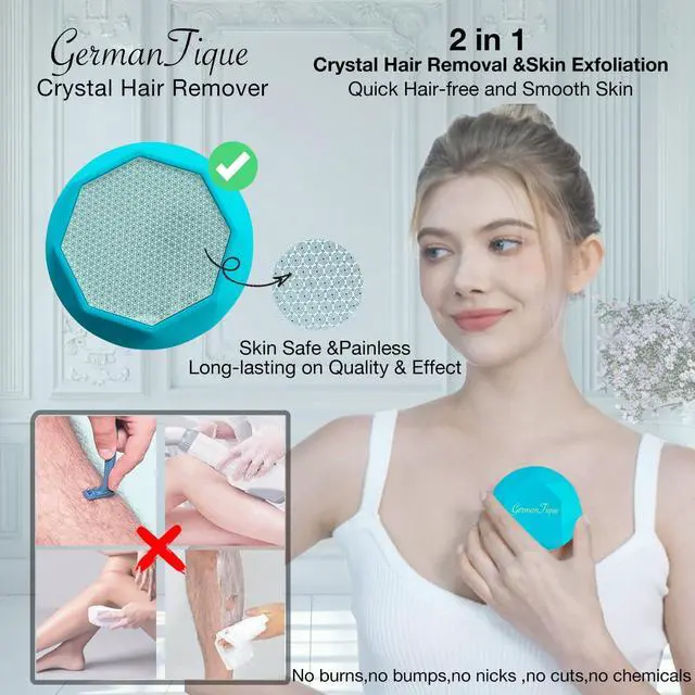 Alt view image 3 of 6 - Crystal Hair Eraser,Upgraded Crystal Hair Remover Diamond,Painless and Effective Nano Glass Hair Removal Stone and Skin Exfoliation,Natural Epilator for Women and Men(Ocean Blue)