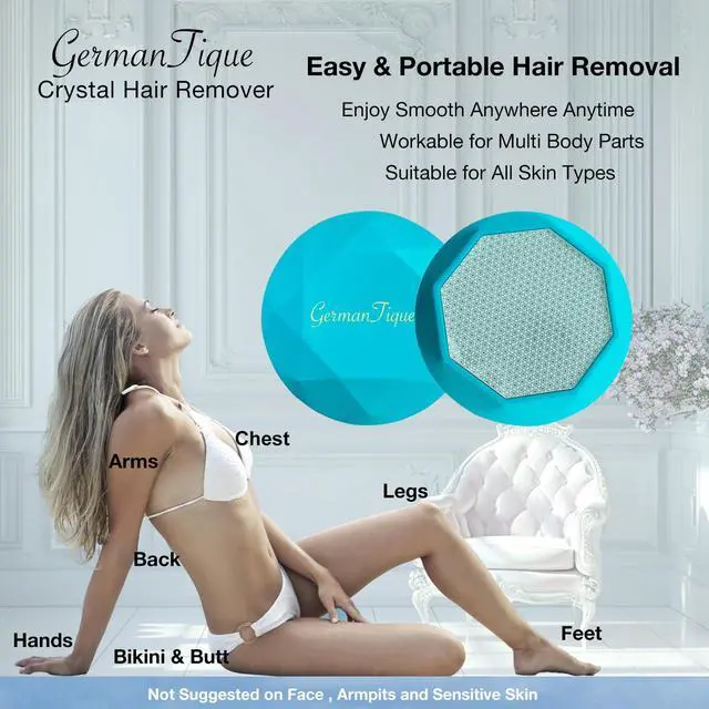 Alt view image 5 of 6 - Crystal Hair Eraser,Upgraded Crystal Hair Remover Diamond,Painless and Effective Nano Glass Hair Removal Stone and Skin Exfoliation,Natural Epilator for Women and Men(Ocean Blue)