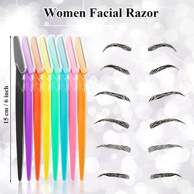 Alt view image 2 of 7 - 96 Pcs Eyebrow Razors Shavers Trimmers for Women Dermaplane Razor Facial Razors Shavers Facial Hair Removal for Women Exfoliating Dermaplaning Tool for Face with Precise Cover for Makeup Care Tools