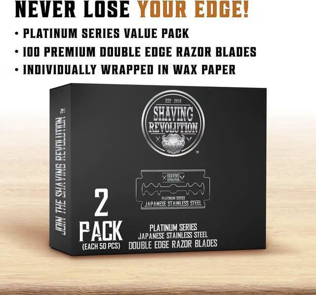 Alt view image 2 of 5 - 100 Count Double Edge Razor Blades - Men's Safety Razor Blades for Shaving - Platinum Japanese Stainless Steel Double Razor Shaving Blades for Men for a Smooth, Precise and Clean Shave