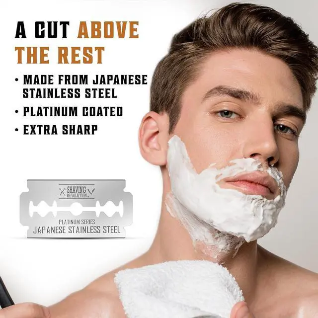 Alt view image 5 of 7 - 100 Count Double Edge Razor Blades - Men's Safety Razor Blades for Shaving - Platinum Japanese Stainless Steel Double Razor Shaving Blades for Men for a Smooth, Precise and Clean Shave