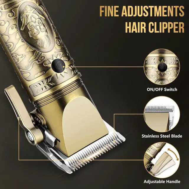 Alt view image 3 of 6 - Professional Hair Clippers for Men,Cordless Barber Clippers and Trimmers Set,Beard Trimmer for MenElectric Razor Foil Shavers for Ear, Face, Nose, Barber Kit with LCD Display (Bronze)
