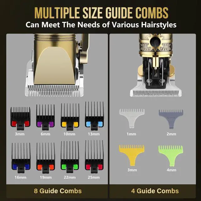 Alt view image 6 of 6 - Professional Hair Clippers for Men,Cordless Barber Clippers and Trimmers Set,Beard Trimmer for MenElectric Razor Foil Shavers for Ear, Face, Nose, Barber Kit with LCD Display (Bronze)