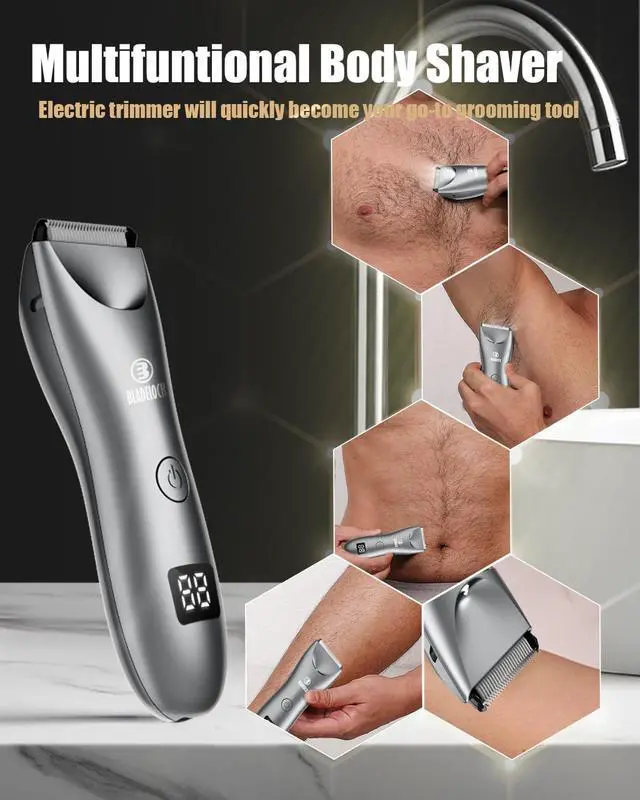 Alt view image 6 of 6 - ENSSU Body Hair Trimmer for Men with Light, No Nicks Ball Trimmer Men Waterproof, Pubic Groin Hair Trimmers for Man Rechargeable Body Groomer with Standing Recharge Dock,LED Display
