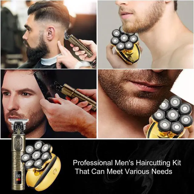 Alt view image 3 of 6 - ROZIAPRO Head Shavers for Bald Men & Professional Hair Trimmer Zero Gapped T-Blade Trimmer, Multifunctional Bald Shavers Rechargeable Edgers Barber Clippers Mens Grooming Kit