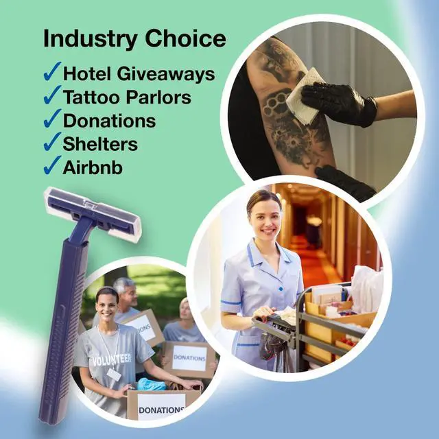 Alt view image 3 of 6 - Freshscent (144 Pack) Individually Wrapped Twin Blade Razors with Clear Safety Cap, Disposable, Bulk Packed, Sold by the Case. Unisex.