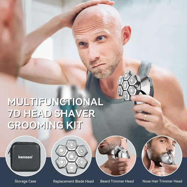 Alt view image 7 of 7 - 7D Head Shaver kensen 2024 Upgrade Head Shavers for Bald Men, Detachable Electric Razor with Beard Nose Hair Trimmer, Waterproof Wet/Dry Mens Grooming Kit, LED Display, USB Rechargeable, Gift Trave
