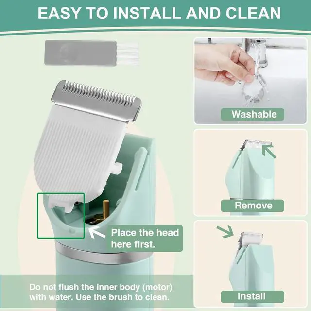 Alt view image 6 of 7 - Electric Razor for Women Bikini Trimmer Rechargeable Electric Shaver for Legs Arms Pubic Body Hair Trimmer for Men and Women Hair Removal with Snap-In Ceramic Blades IP7X Washable Head,Wet and Dry Use