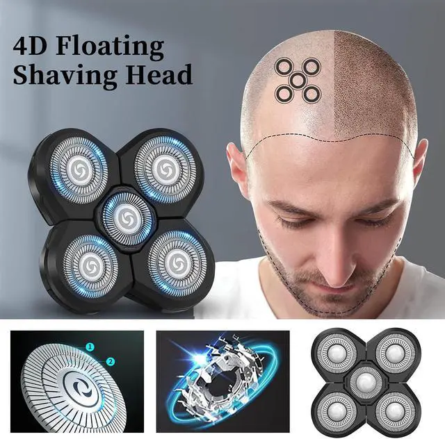 Alt view image 3 of 4 - Roziapro Replacement Shaver Head Blade Cutters 5D Floating Shaving Waterproof Electric Razor (Gray Pack 2)