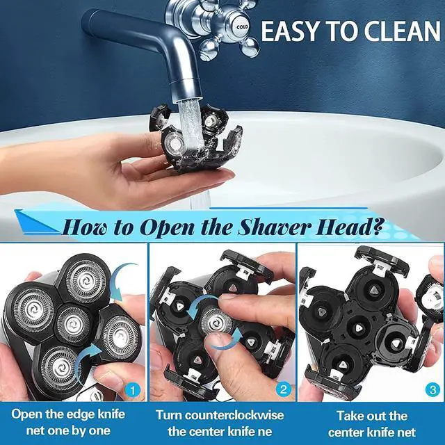 Alt view image 4 of 4 - Roziapro Replacement Shaver Head Blade Cutters 5D Floating Shaving Waterproof Electric Razor (Gray Pack 2)